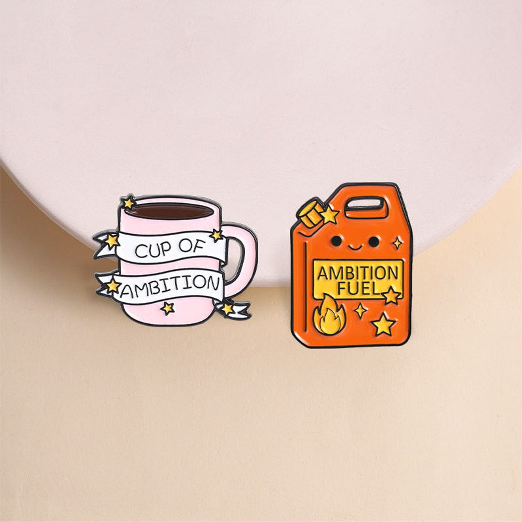 Pinori - Coffee Cup and Motivation Quote Enamel Pin