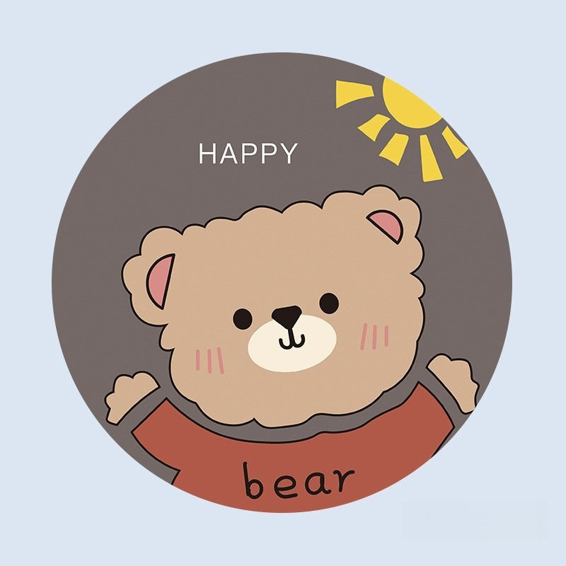 Set of Thimara cartoon bear hug silicone coasters stacked together