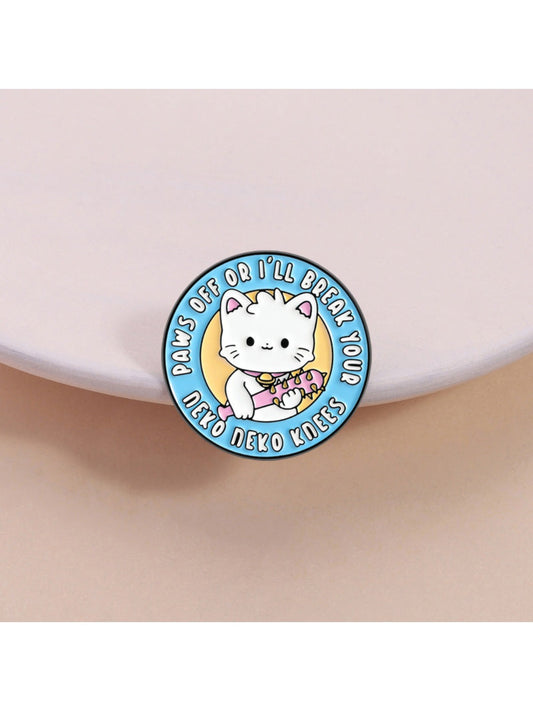 Pinori - Cute Round Cartoon Cat Brooch