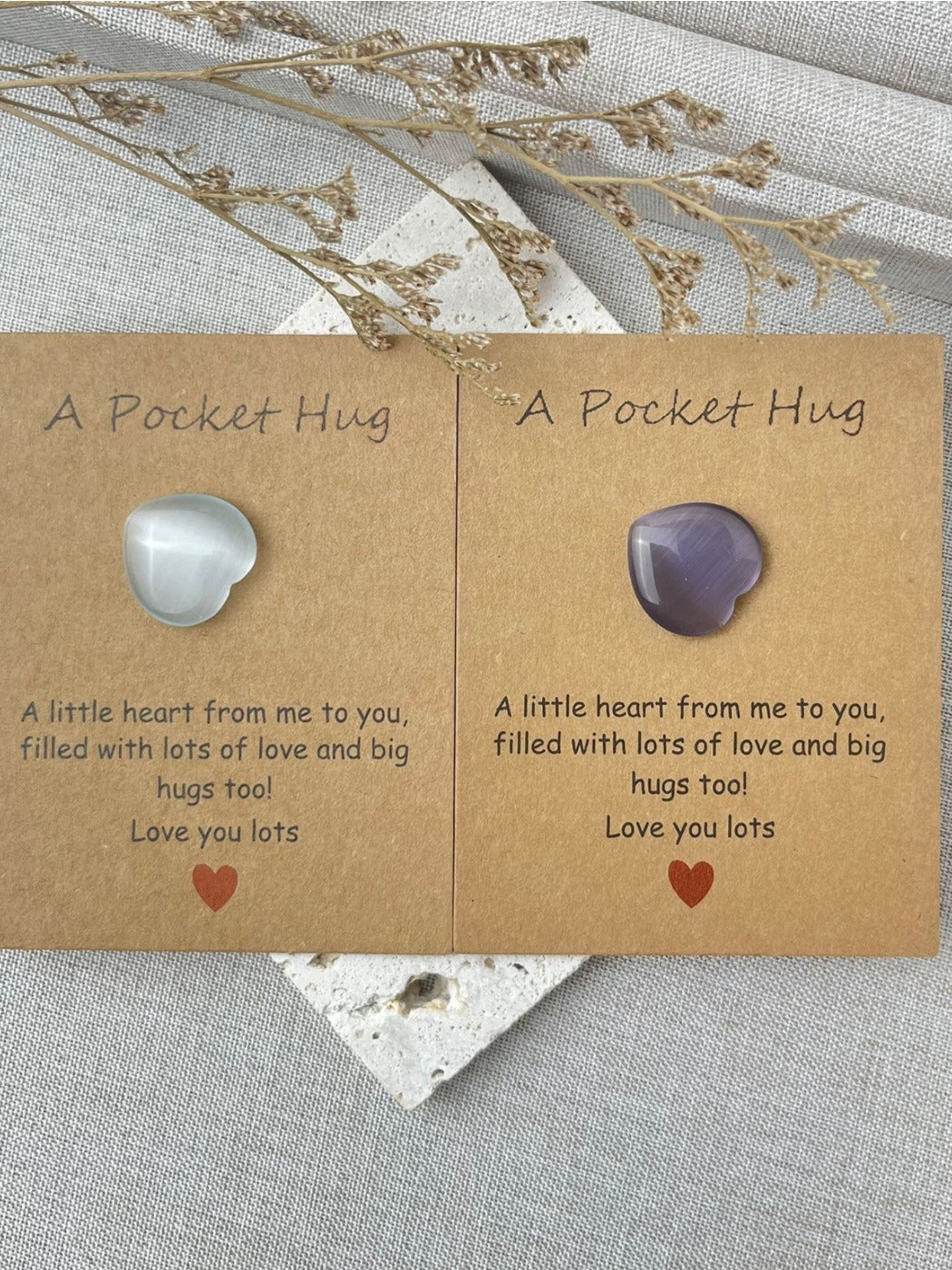 Taphug - Pocket Hug Glass Heart Gift pocket hug card and keepsake token view 4