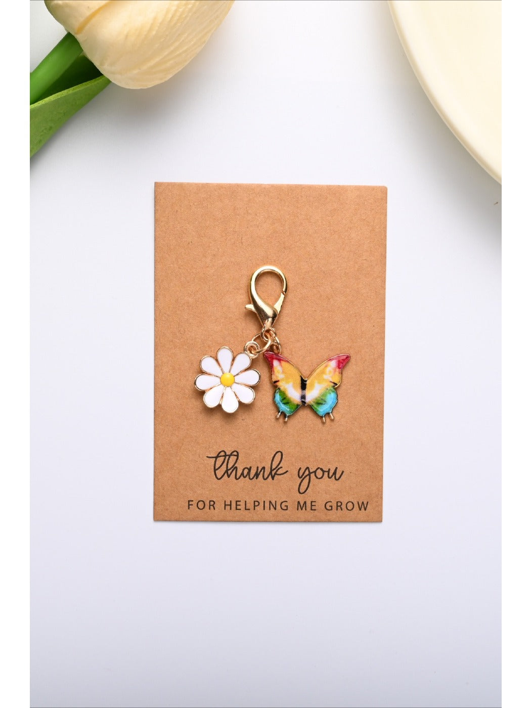 Taphug - Colorful Thank You Enamel Butterfly Daisy Keychain