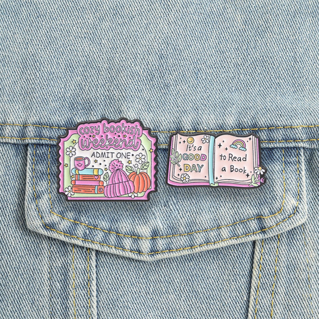 Pinori Cozy Book Lover Enamel Pin Set