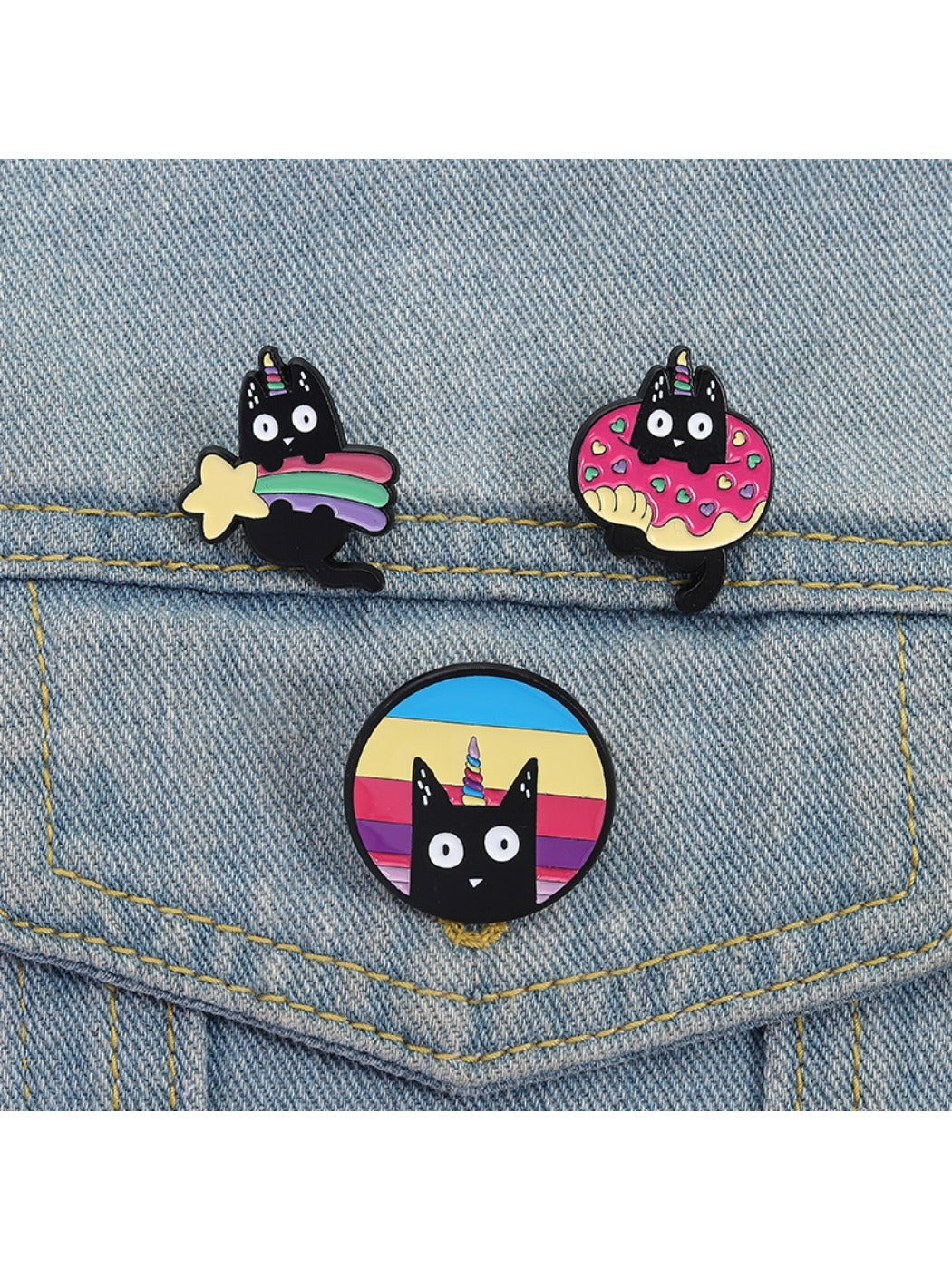 Pinori - Unicorn Black Cat Brooch
