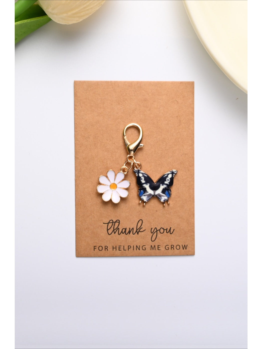 Taphug - Colorful Thank You Enamel Butterfly Daisy Keychain