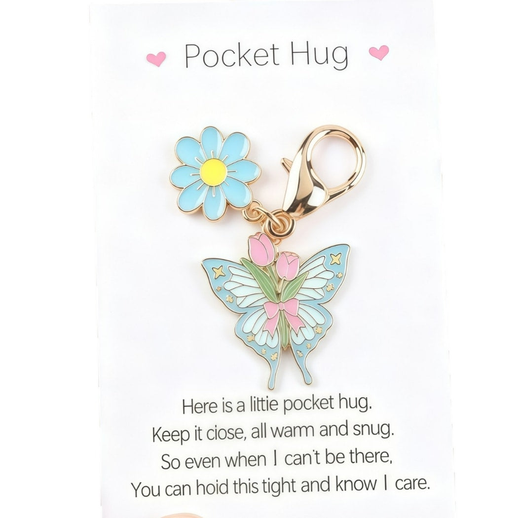Taphug - Pocket Hug Enamel Butterfly Flower Token