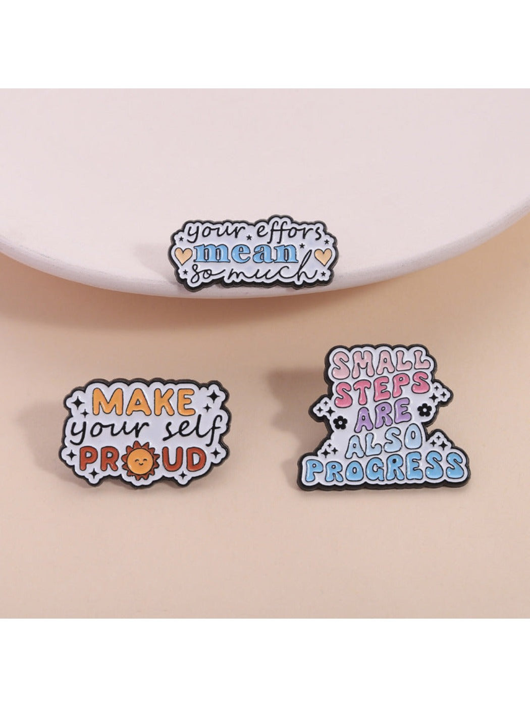 Pinori -  Cute Motivational English Phrase Pin Brooch
