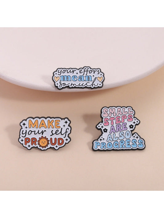 Pinori -  Cute Motivational English Phrase Pin Brooch