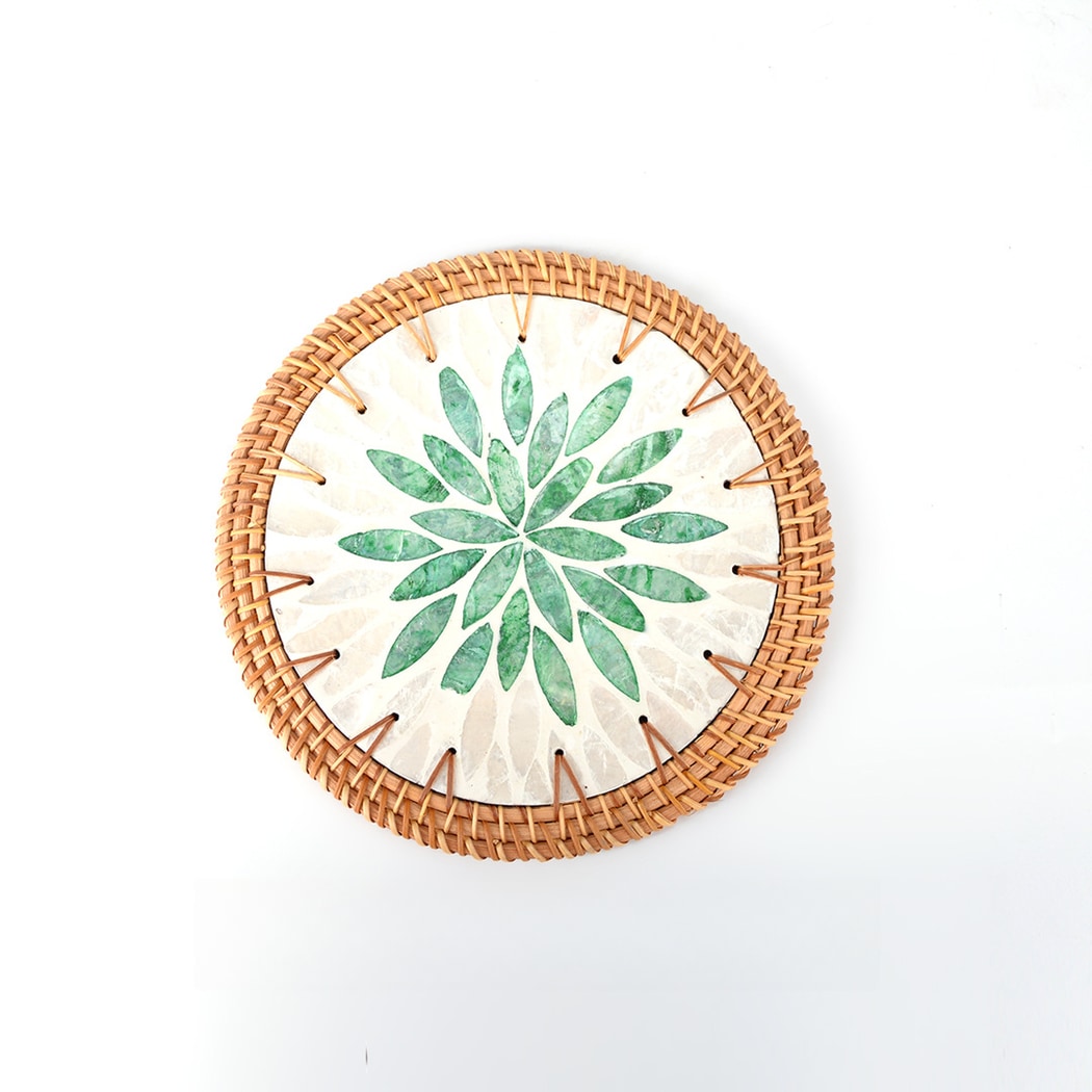 Thimara - Mosaic Style Floral Pattern Round Coaster