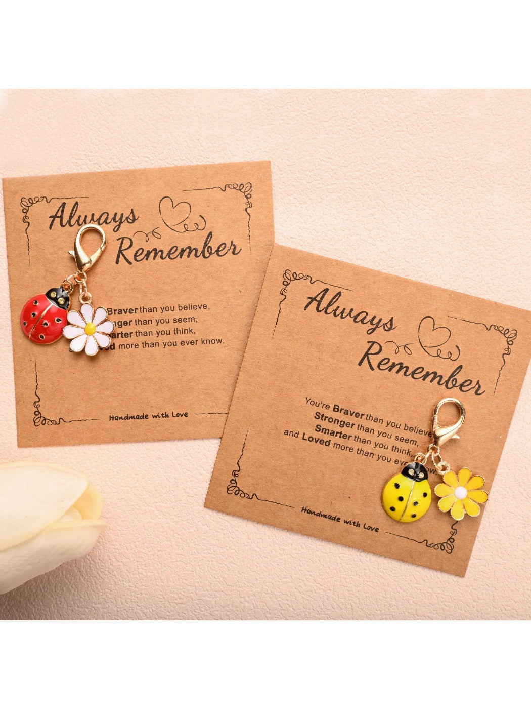 Taphug - Always Remember Keychain with Ladybug Daisy Charm