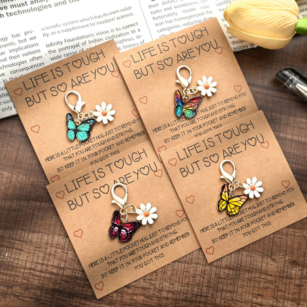 Taphug - Pocket Hug Butterfly White Flower Keychain