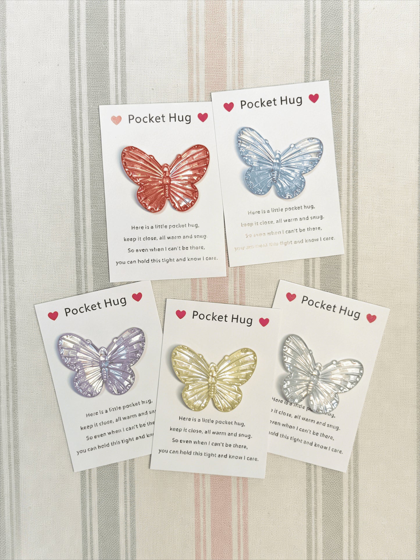 Taphug - Pocket Hug Laser Iridescent Gradient Butterfly pocket hug card and keepsake token