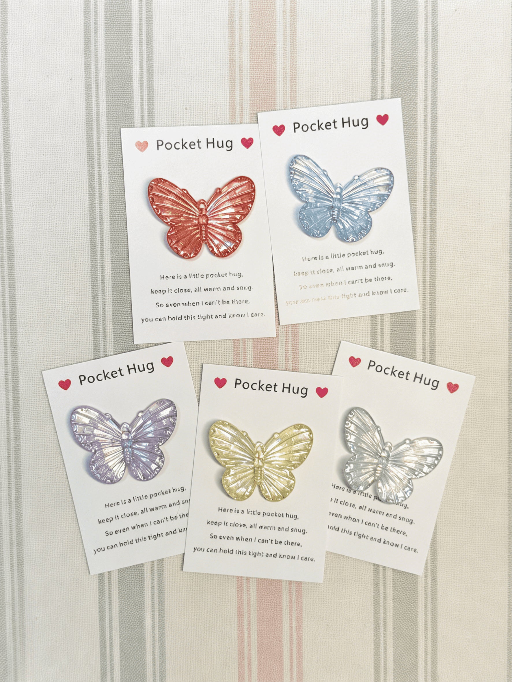 Taphug - Pocket Hug Laser Iridescent Gradient Butterfly pocket hug card and keepsake token