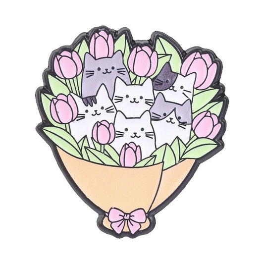 Pinori - Cute Cat Bouquet Floral Decorative Pin