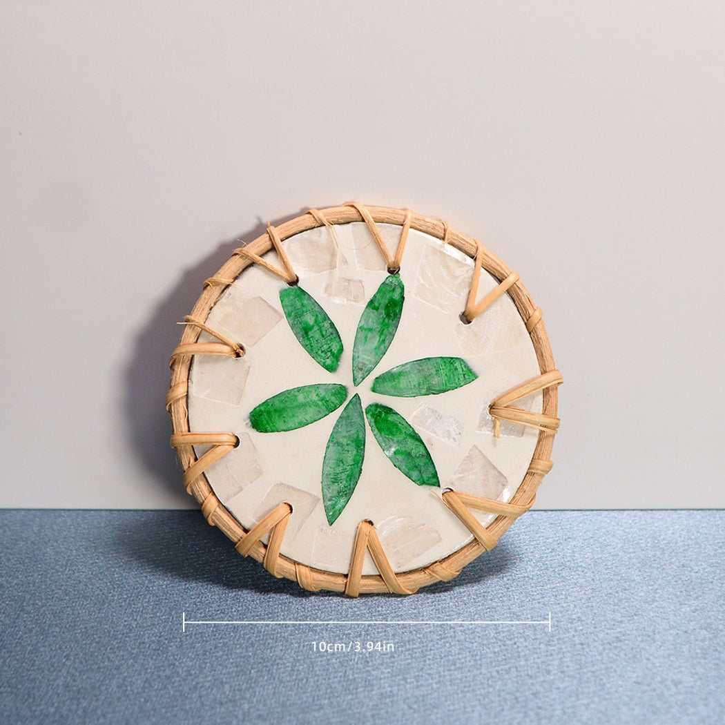 Thimara - Intarsia Floral Pattern Round Coaster