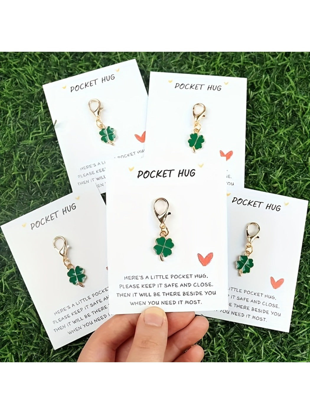 Taphug Lucky Clover Keychain with green four-leaf clover charm on a metal ring