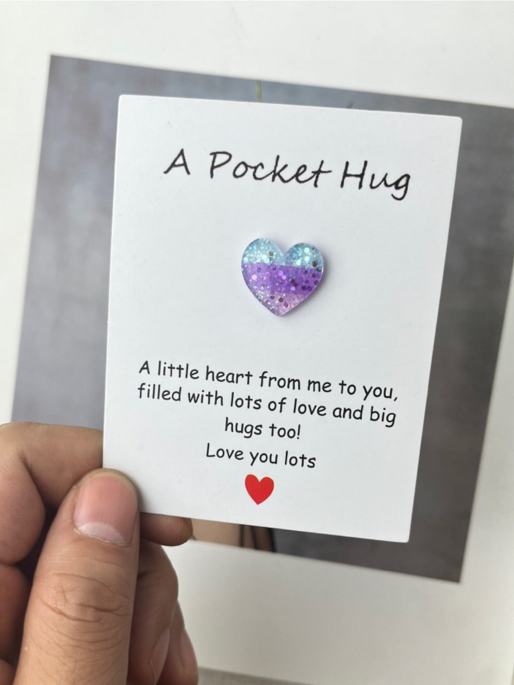 Taphug - Pocket Hug 3 Color Heart Gift pocket hug card and keepsake token view 11
