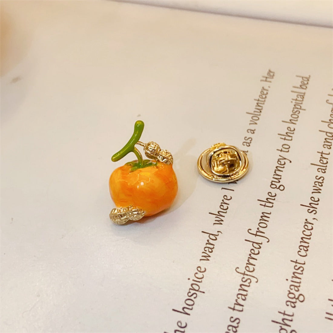 Enamel Persimmon Brooch