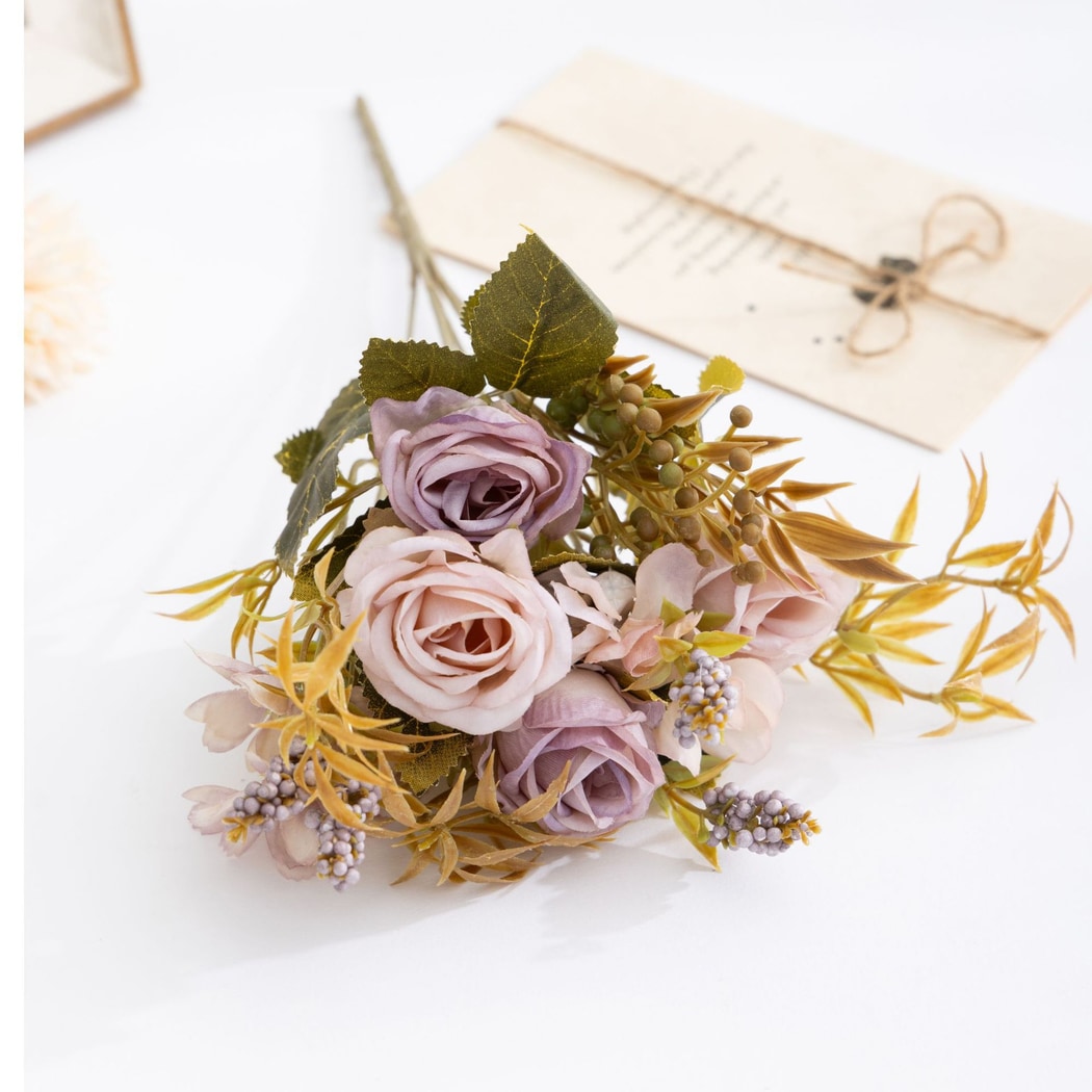 Roselle - Garden Style Decorative Artificial Rose Bouquet