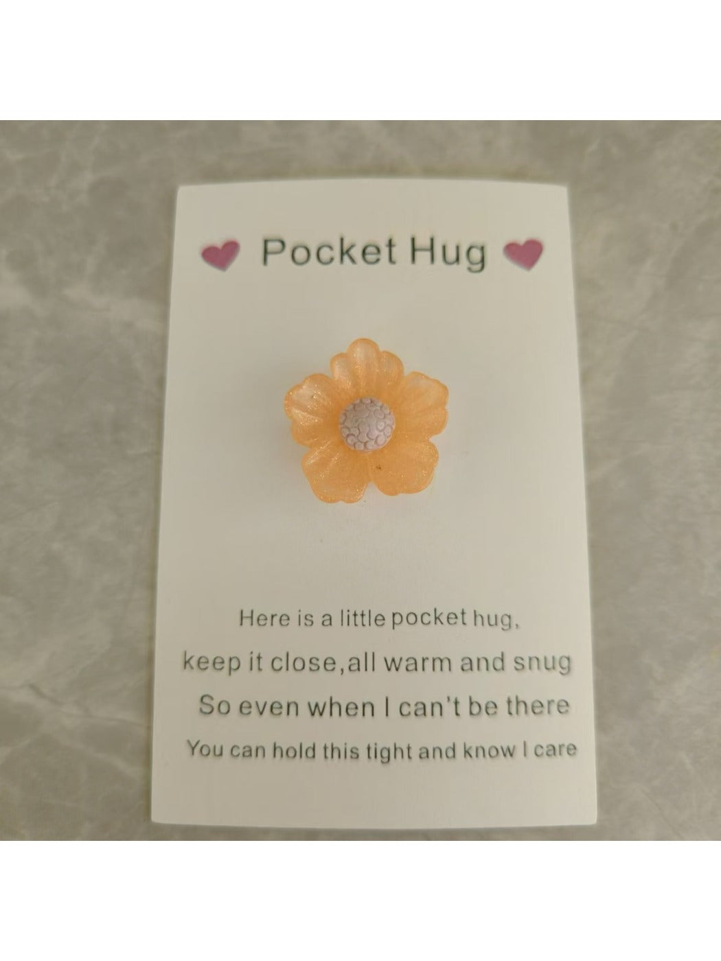Taphug - Pocket Hug Peach Blossom pocket hug card and keepsake token view 2
