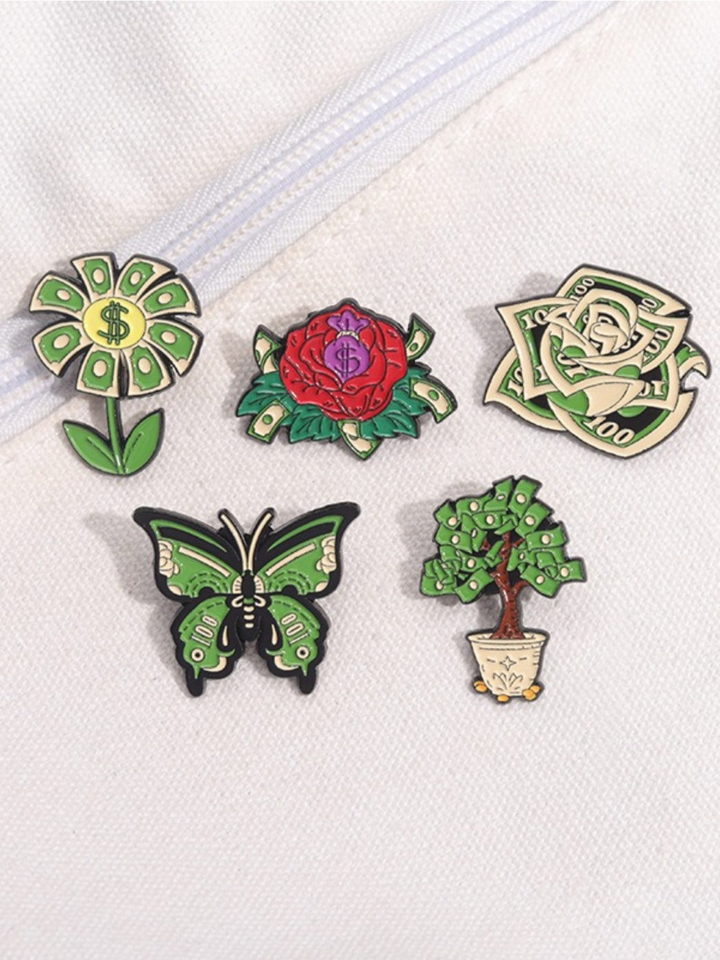 Back of Pinori brooch showing secure pin fastening and metal texture