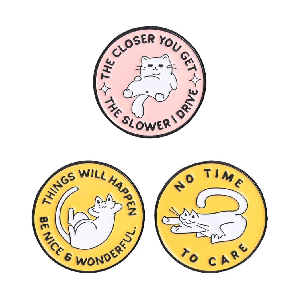 Pinori - Playful Style Cat and Slogan Pin