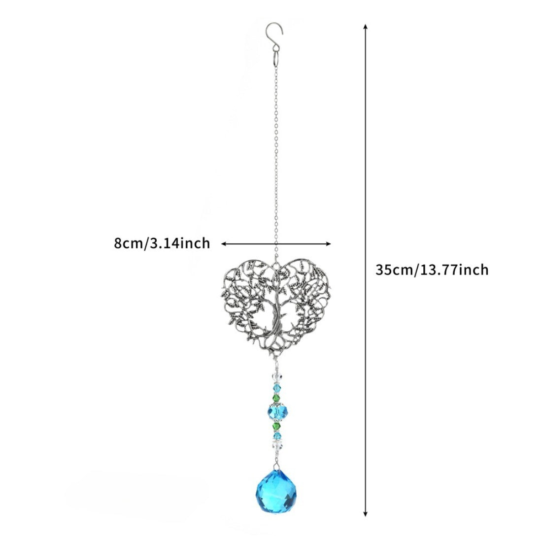 Somnira Heart Tree suncatcher with multicolored beads reflecting light in an indoor setting