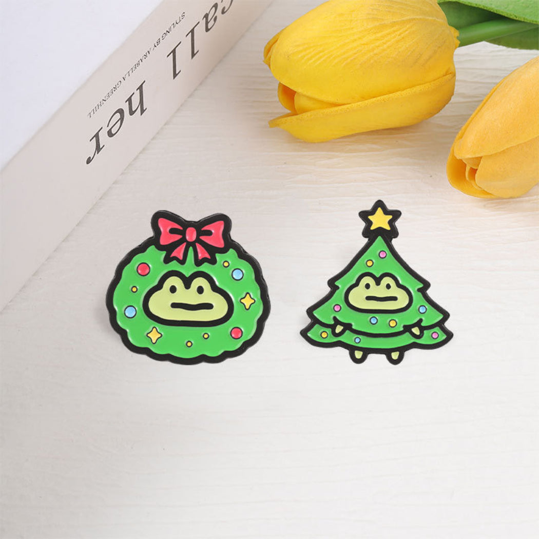 Pinori Frog Christmas Brooch Set