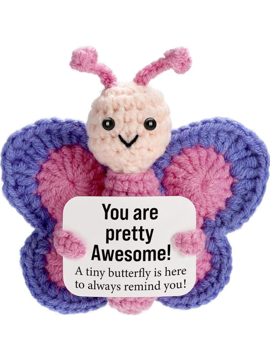 Kovira - Crochet Two Tone Butterfly Hug Card Emotional Doll