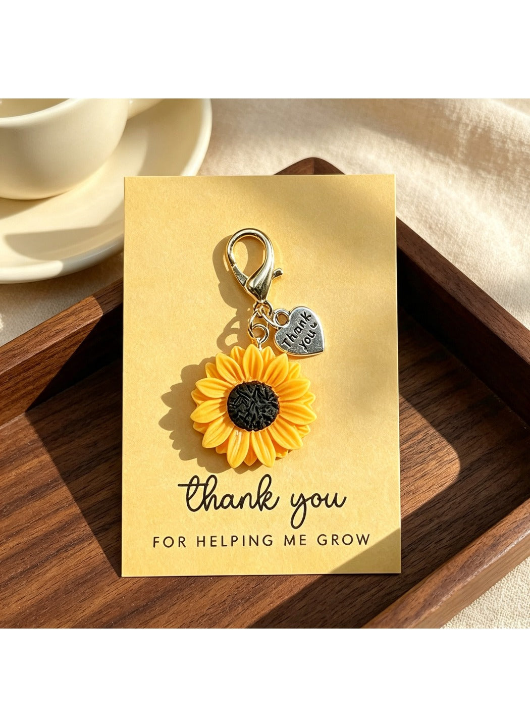 Taphug  - Alloy Pocket Hug Card Sunflower Heart Keychain