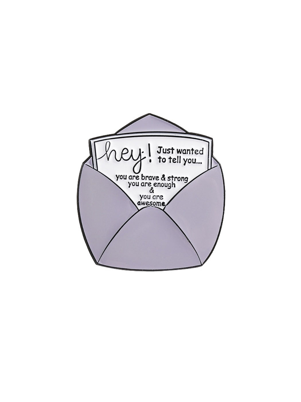 Pinori letter envelope brooch with focus on textured surface