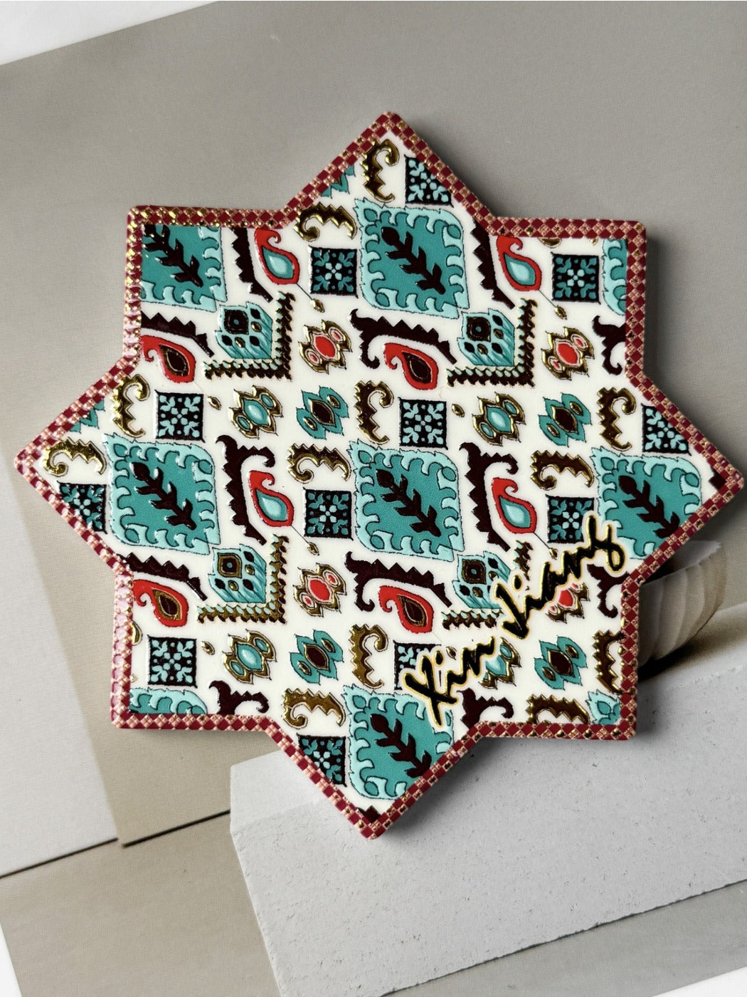 Thimara - Bohemian Aesthetic Octagonal Star  Ceramic Coaster