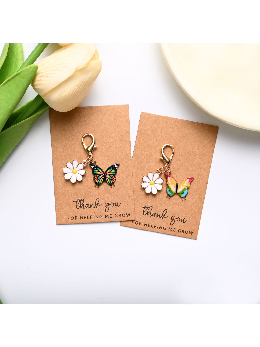 Taphug - Colorful Thank You Enamel Butterfly Daisy Keychain