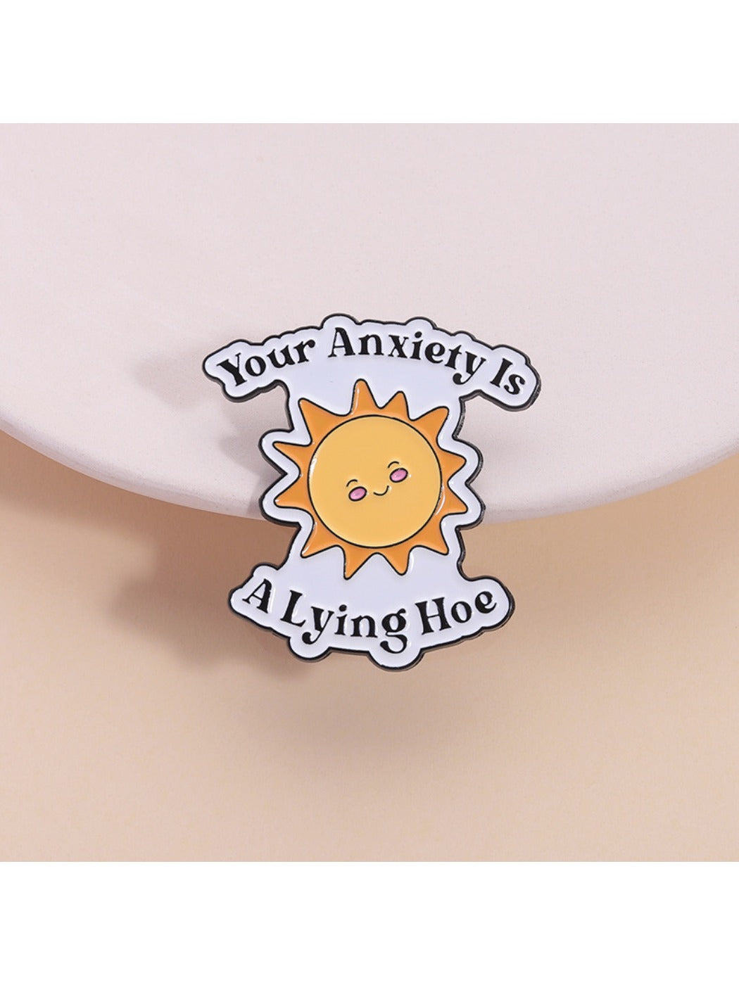 Pinori cute cartoon sun brooch with smiling face and motivational design on white background