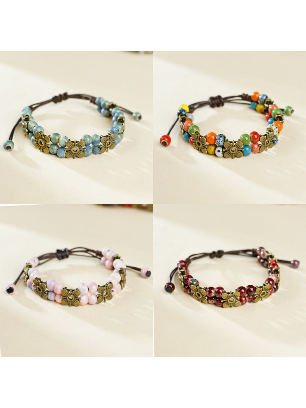 Emora - Elegant Ceramic Floral Beaded Bracelet