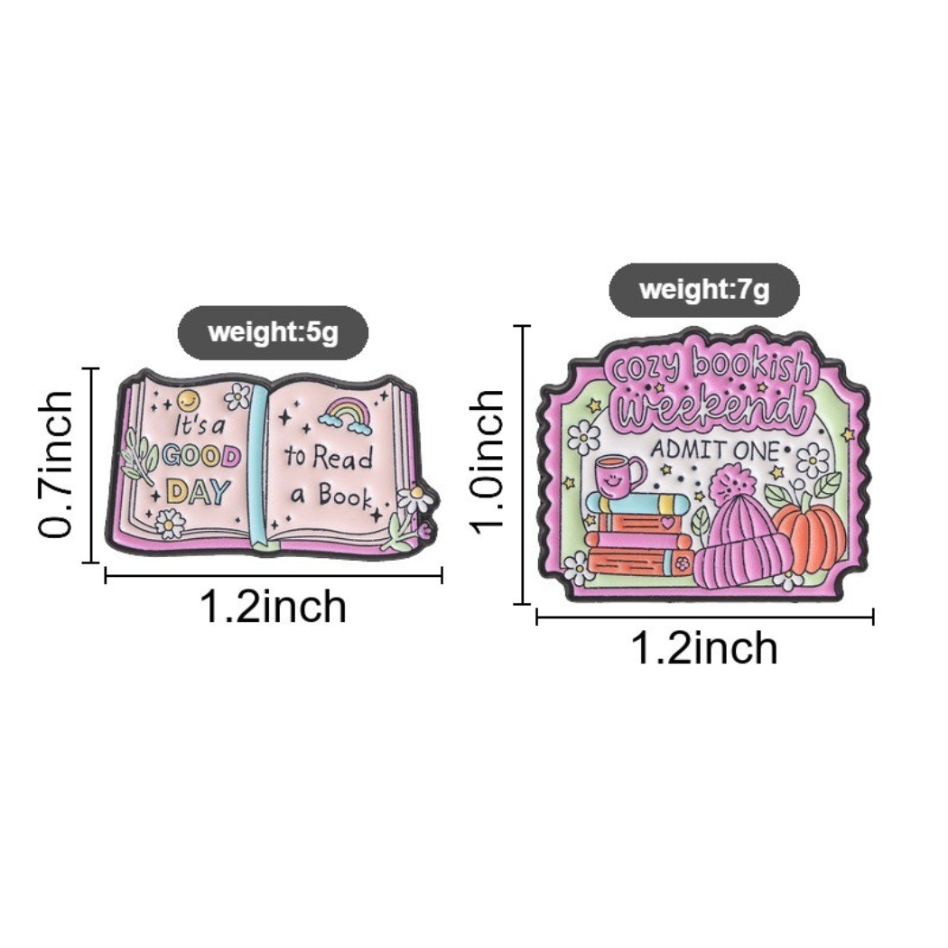 Pinori Cozy Book Lover Enamel Pin Set