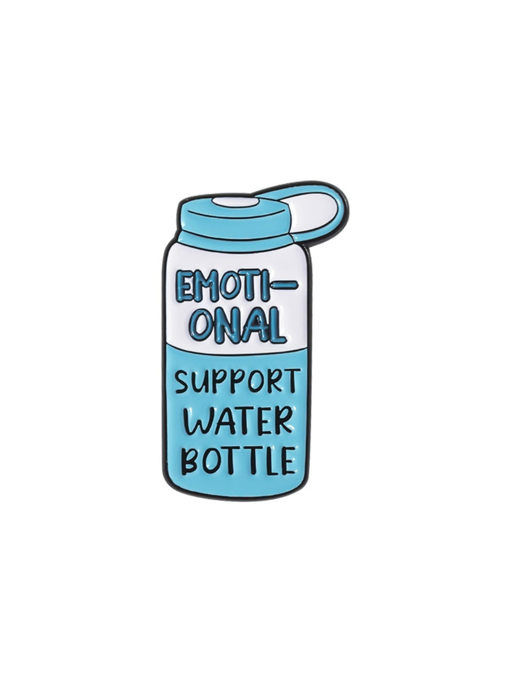 Pinori motivational juice bottle brooch photographed with soft natural lighting