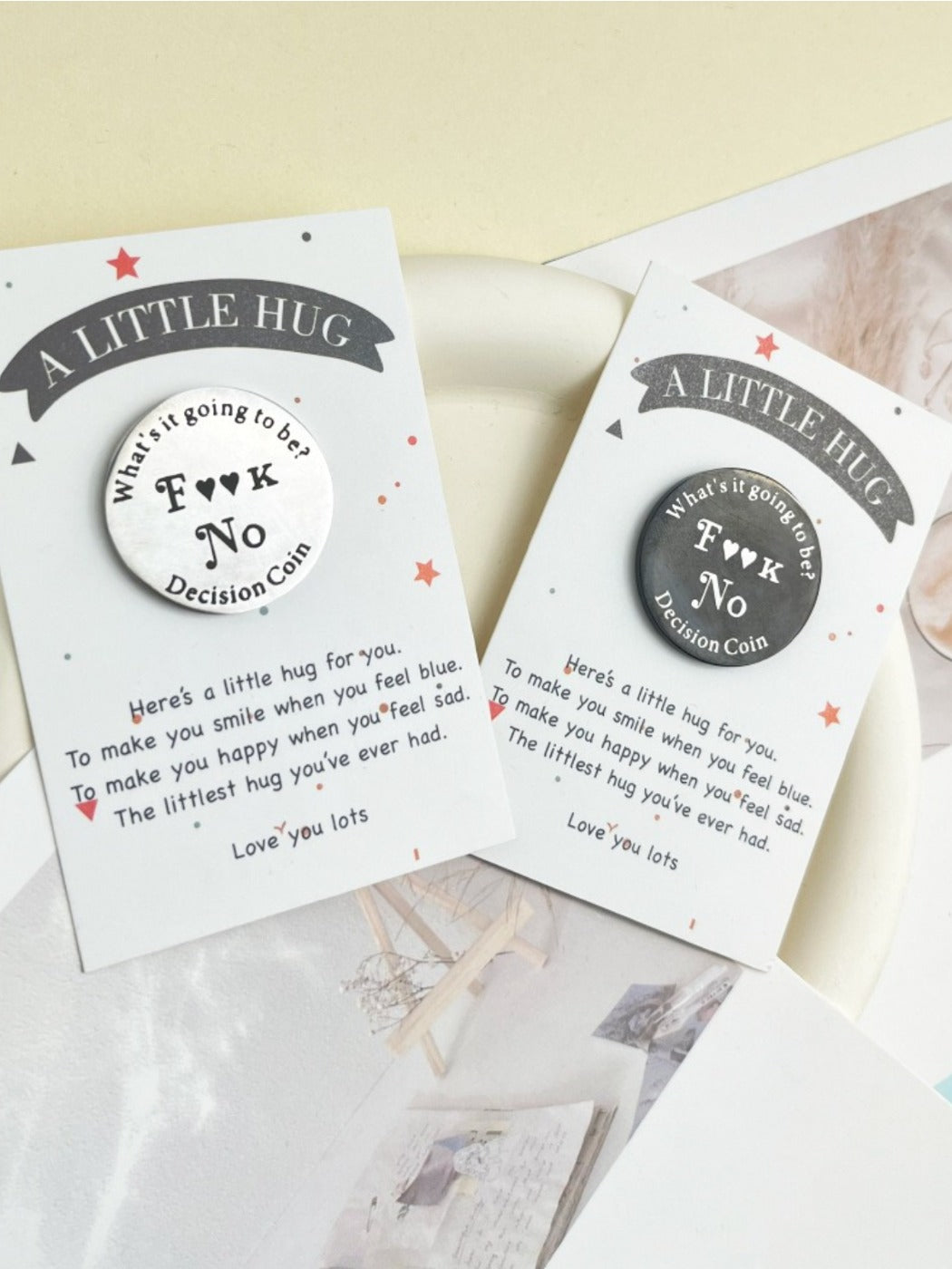 Taphug - Unique Pocket Decision Coin with Double Sided pocket hug card and keepsake token view 3
