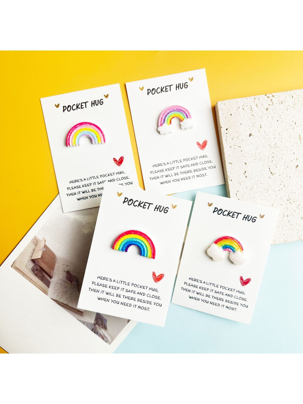 Taphug Pocket Hug Mini Rainbow emotional support plush toy with rainbow colors