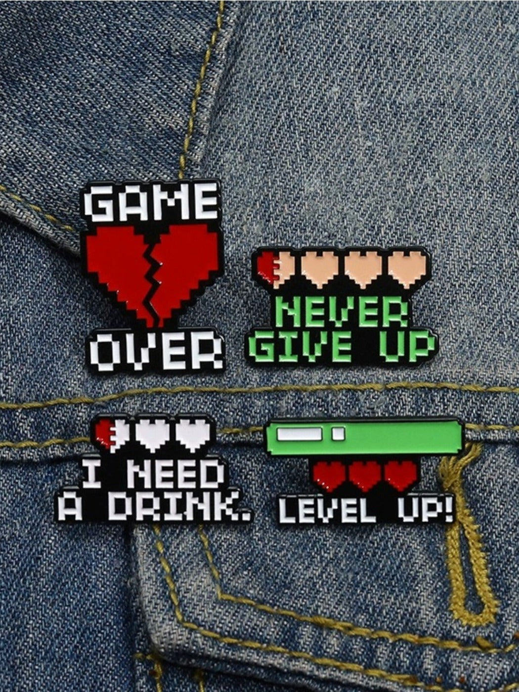 Pinori - Heart Shaped Game Life Bar Brooch