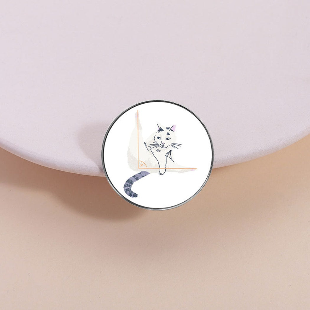 Pinori - Minimal Cat Illustration Round Pin