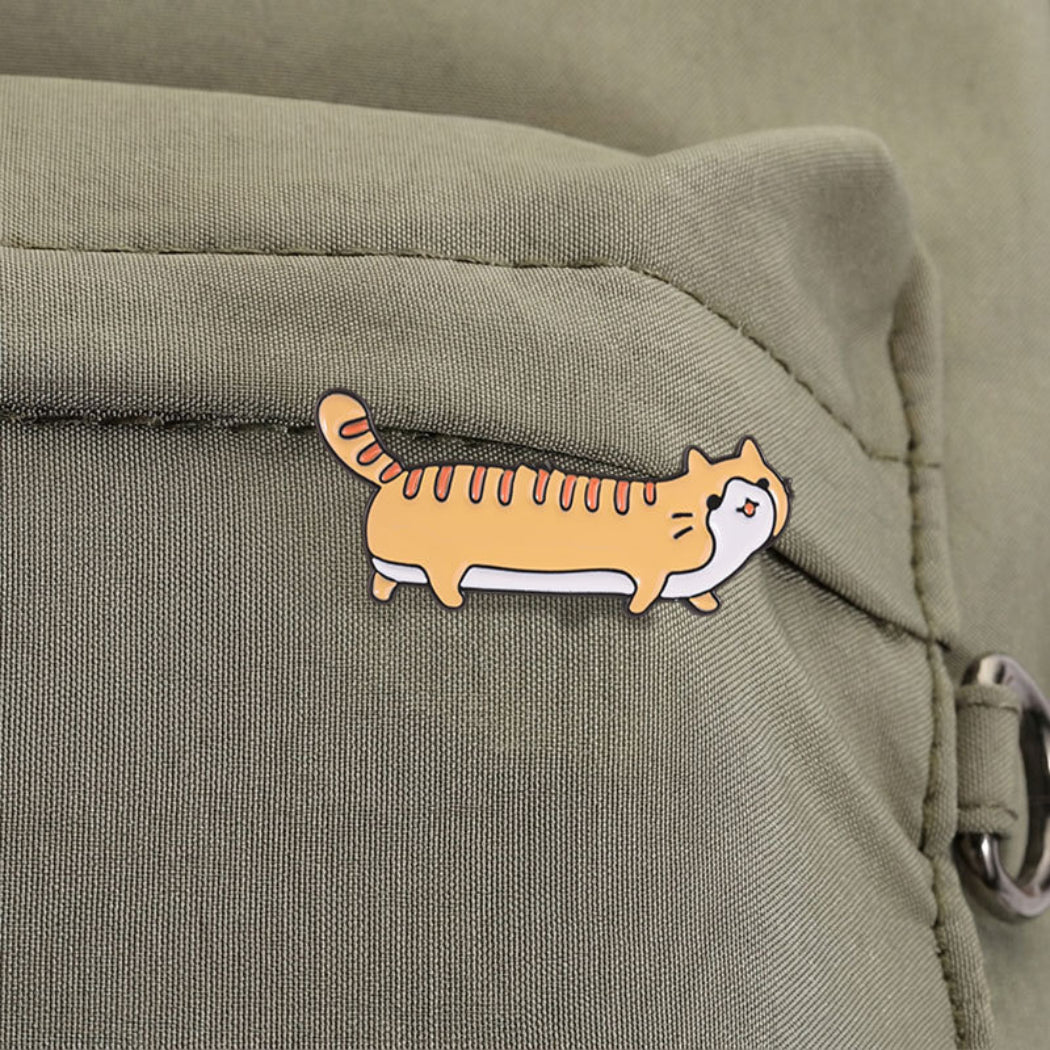Pinori Long Orange Cat Enamel Pin