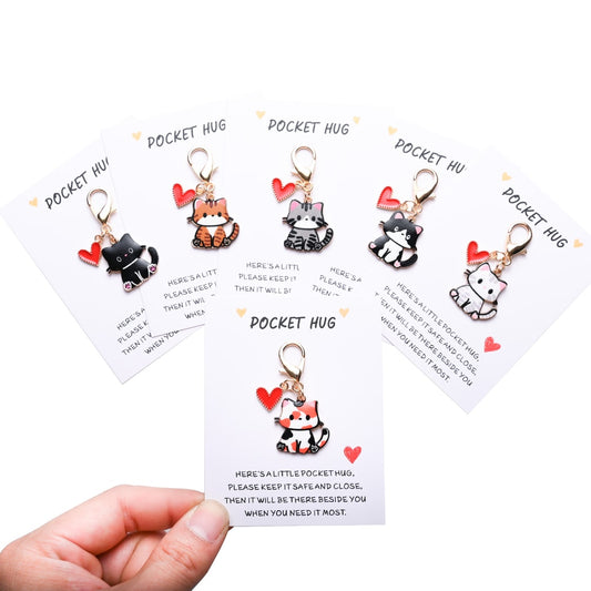 Taphug - Pocket Hug Cute Cat and Heart Keychain