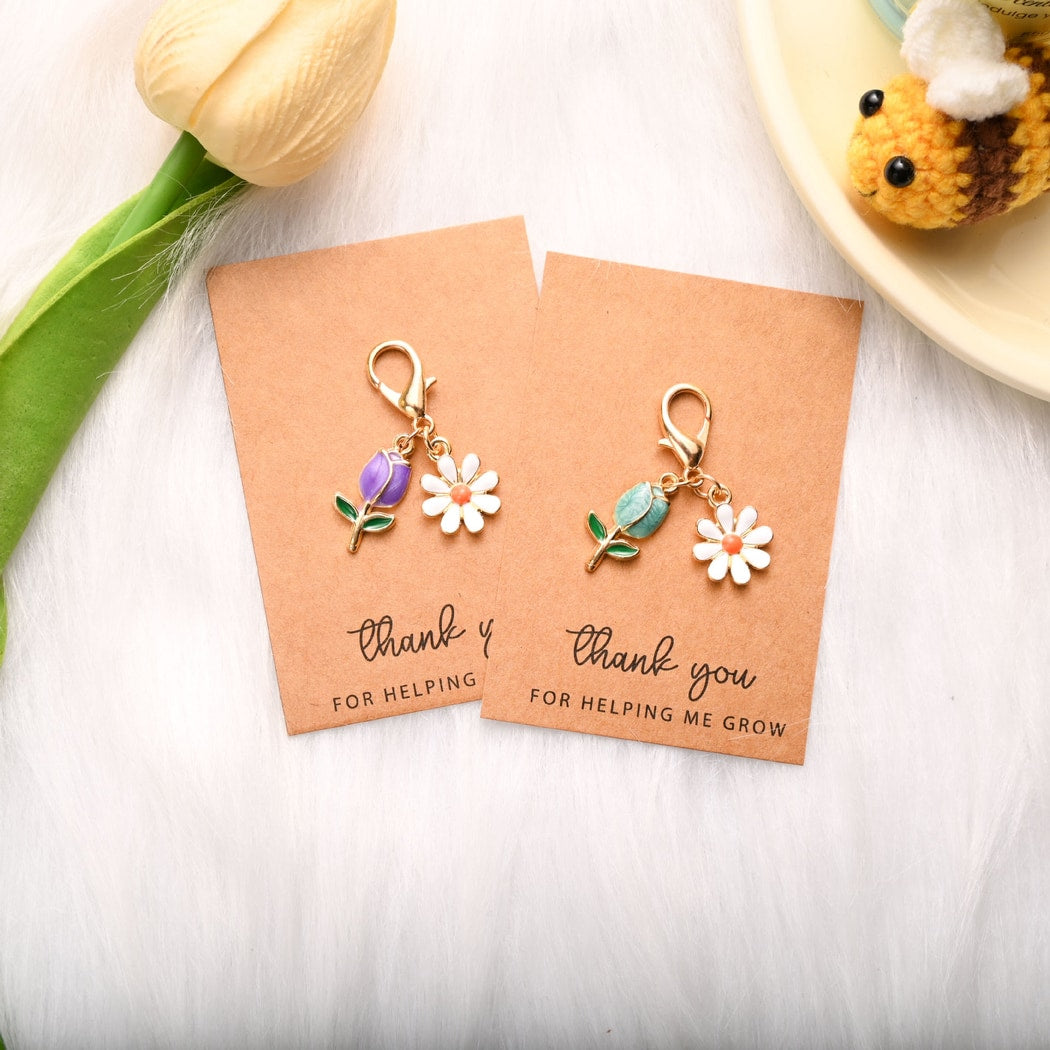 Taphug - Pocket Hug Tulip and Daisy Charm Keychain