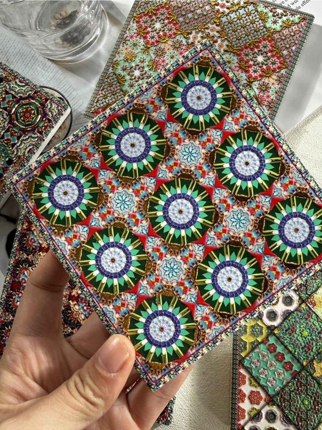 Thimara - Vintage Square Floral Ceramic Coaster Heat Resistant