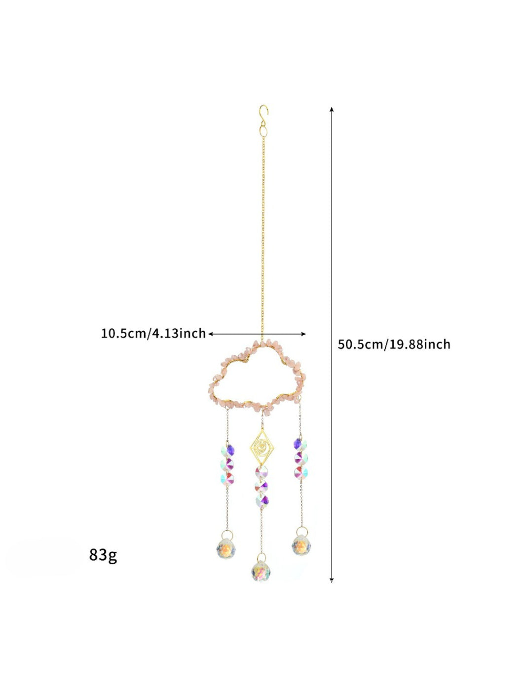 Somnia Cloud Crystal-Look Hanging Sun Catcher displayed on a wooden surface