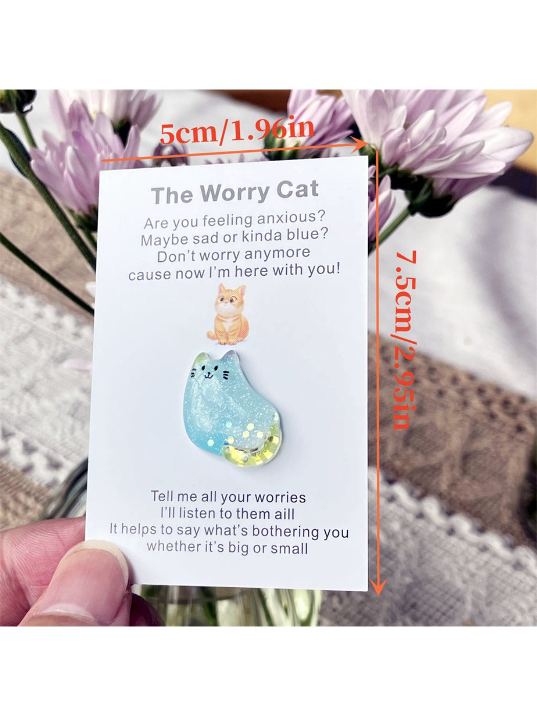Taphug - Pocket Hug Pink Blue Cat pocket hug card and keepsake token view 4
