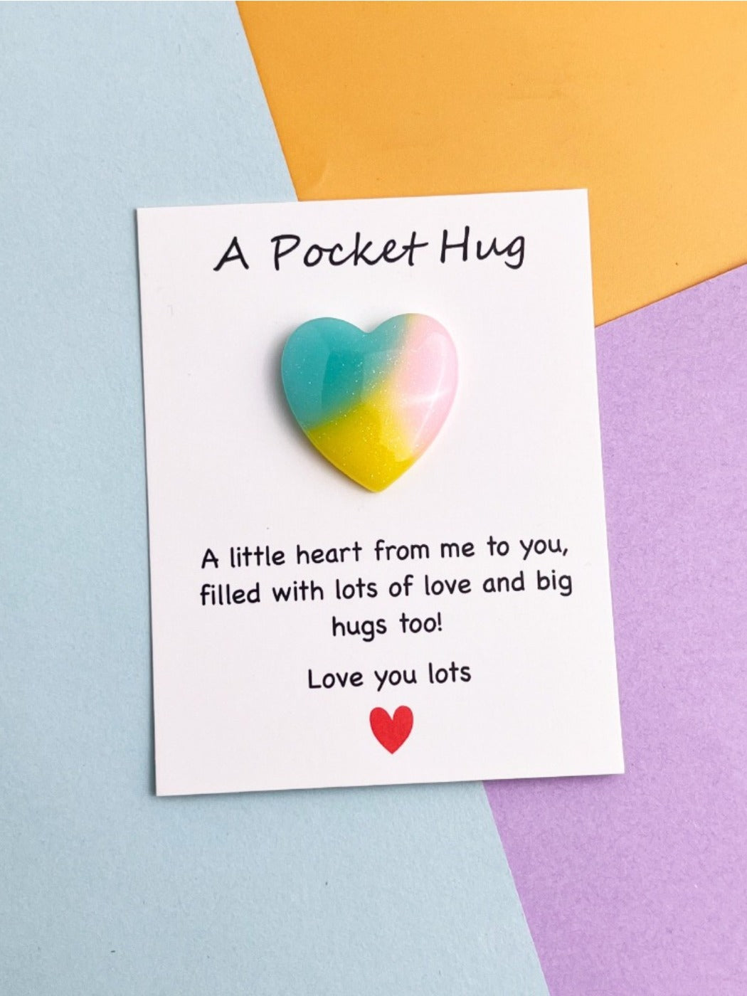 Taphug - Pocket Hug Tri Color Gradient Moon Star pocket hug card and keepsake token view 7