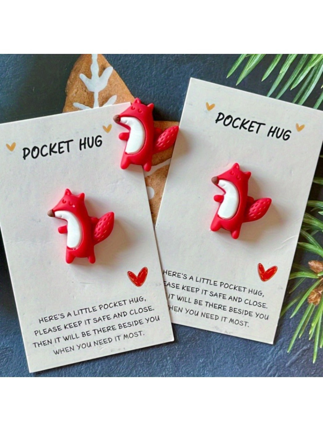 Taphug - Pocket Hug Adorable Fox pocket hug card and keepsake token