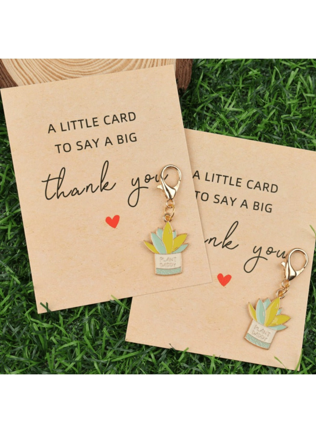 Taphug  - Alloy Thank You Card Cute Plant Keychain Pocket Hug