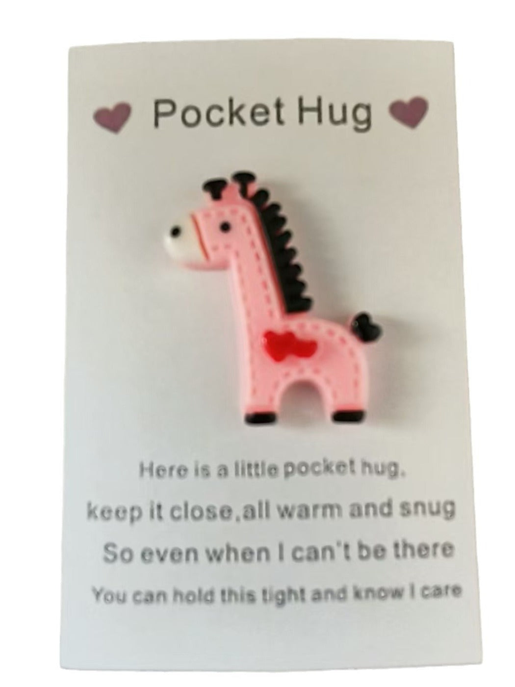Taphug - Pocket Hug Pink Giraffe pocket hug card and keepsake token view 2